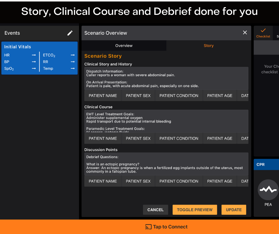 100 patient scenarios "Done For You" iSimulate REALITi 360 Integration