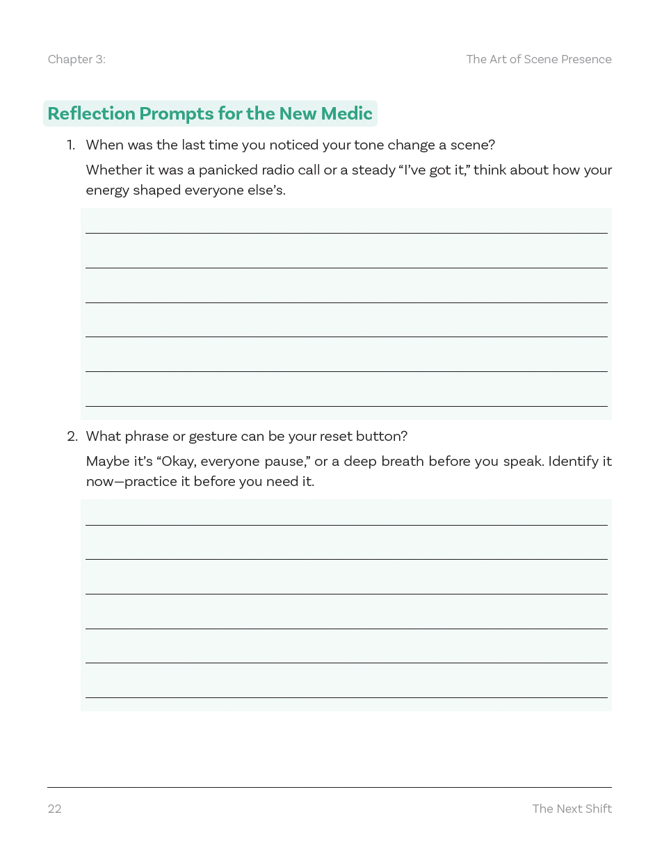 The Next Shift : A mentorship workbook for EMTs and Paramedics